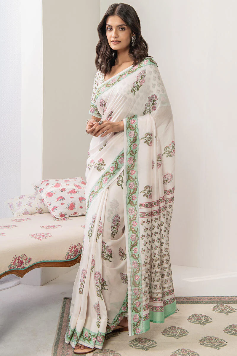 Nasrine Aiza Chanderi Sanganeri Saree - Image 4