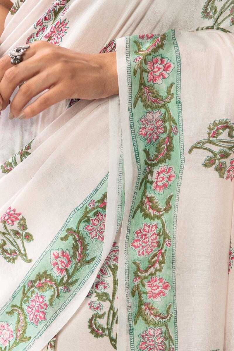 Nasrine Aiza Chanderi Sanganeri Saree - Image 5