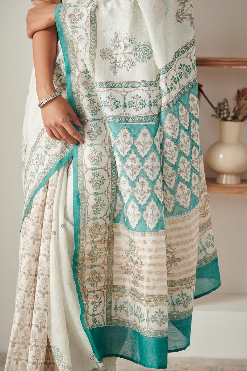 Nasrine Mahin Sanganeri Chanderi Saree - Image 2