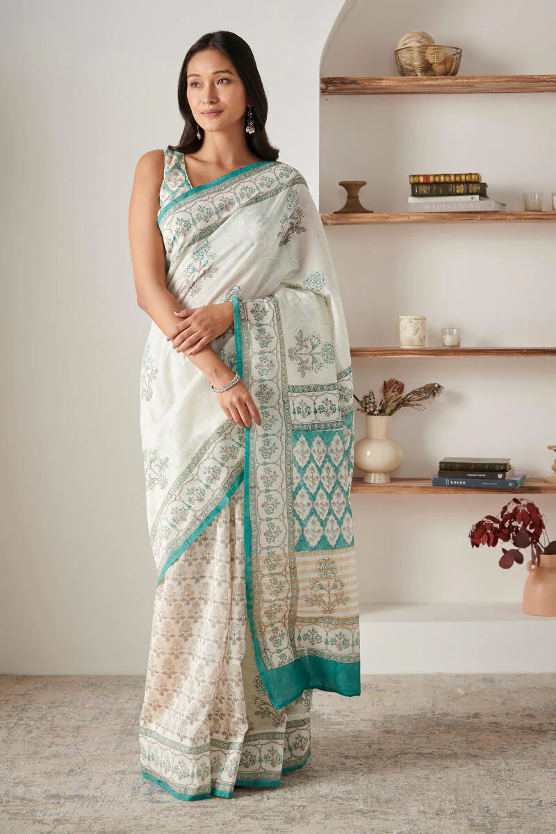 Nasrine Mahin Sanganeri Chanderi Saree - Image 3