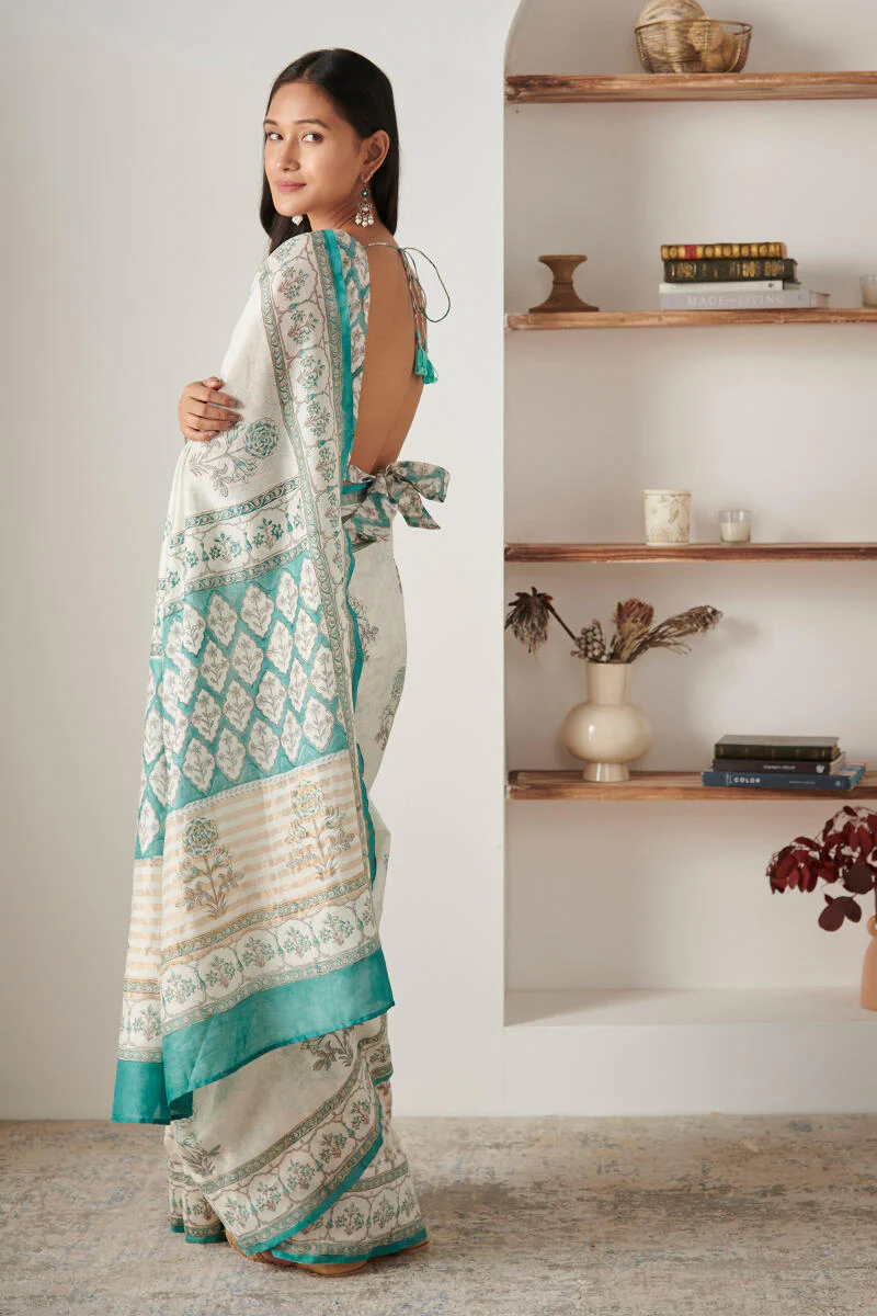 Nasrine Mahin Sanganeri Chanderi Saree - Image 4