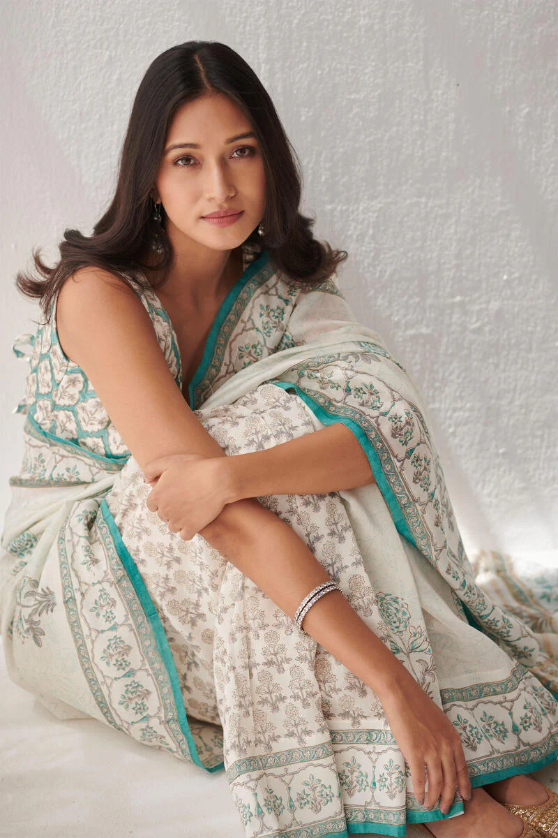 Nasrine Mahin Sanganeri Chanderi Saree - Image 6