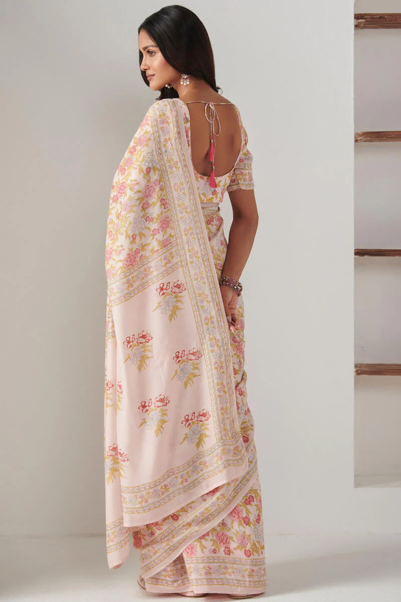 Nasrine Mahira Modal Sanganeri Saree - Image 6