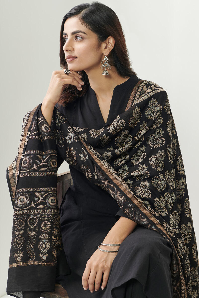 Nasrine Mehnaz Ajrak Chanderi Dupatta - Image 5