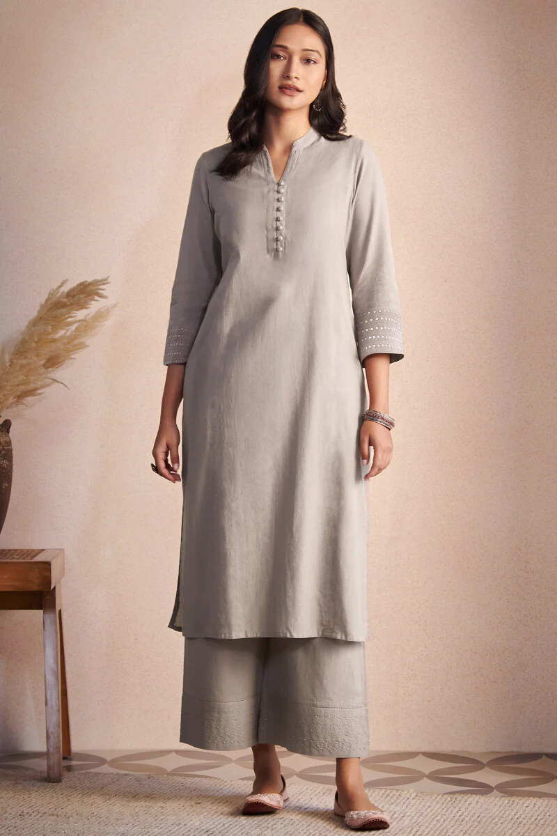 Nasrine Rehmat Beige Handloom Kurta - Image 2