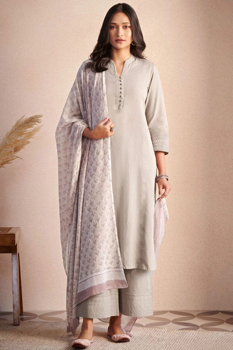 Nasrine Rehmat Beige Handloom Kurta - Image 5
