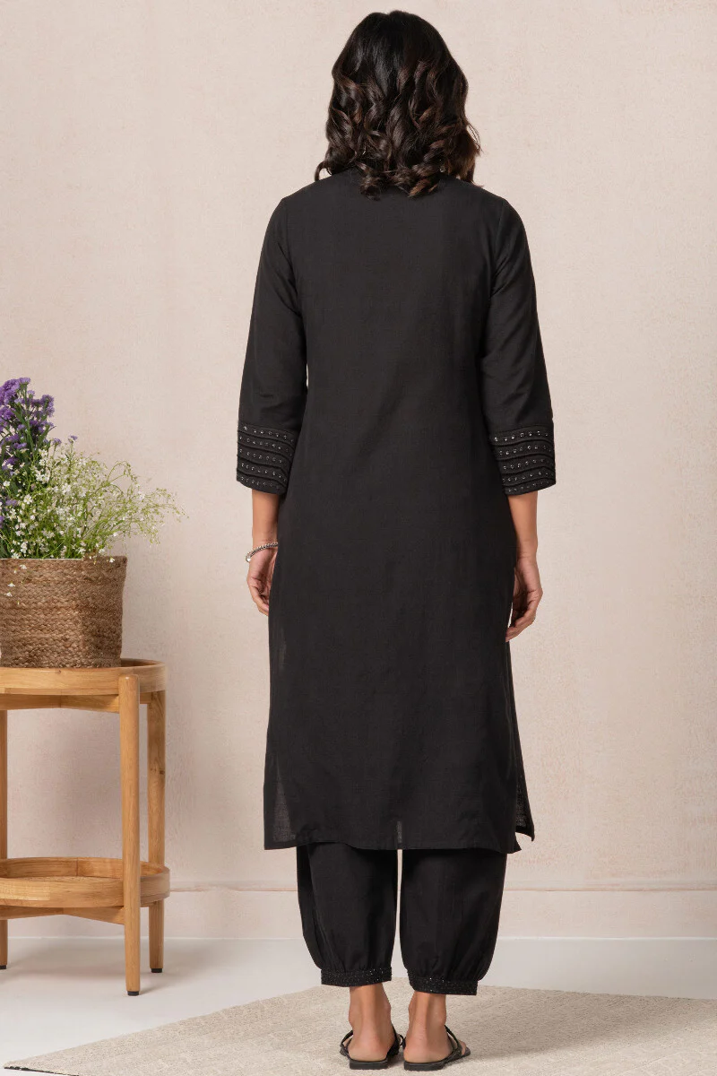 Nasrine Rehmat Black Handloom Kurta - Image 5