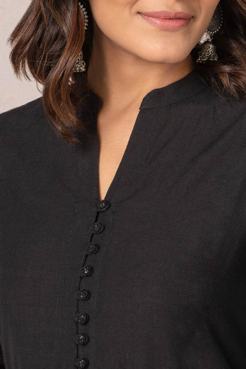 Nasrine Rehmat Black Handloom Kurta - Image 3