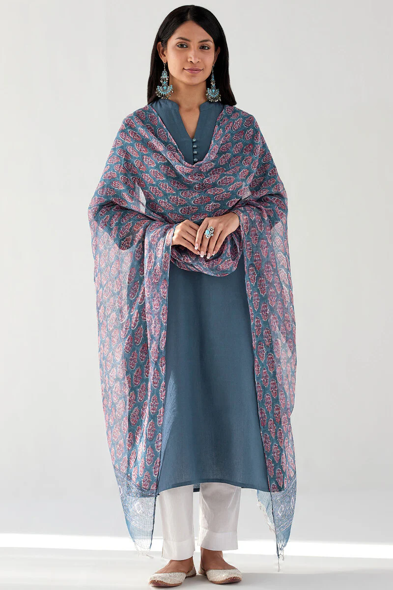 Nasrine Rehmat Blue Handloom Kurta - Image 4