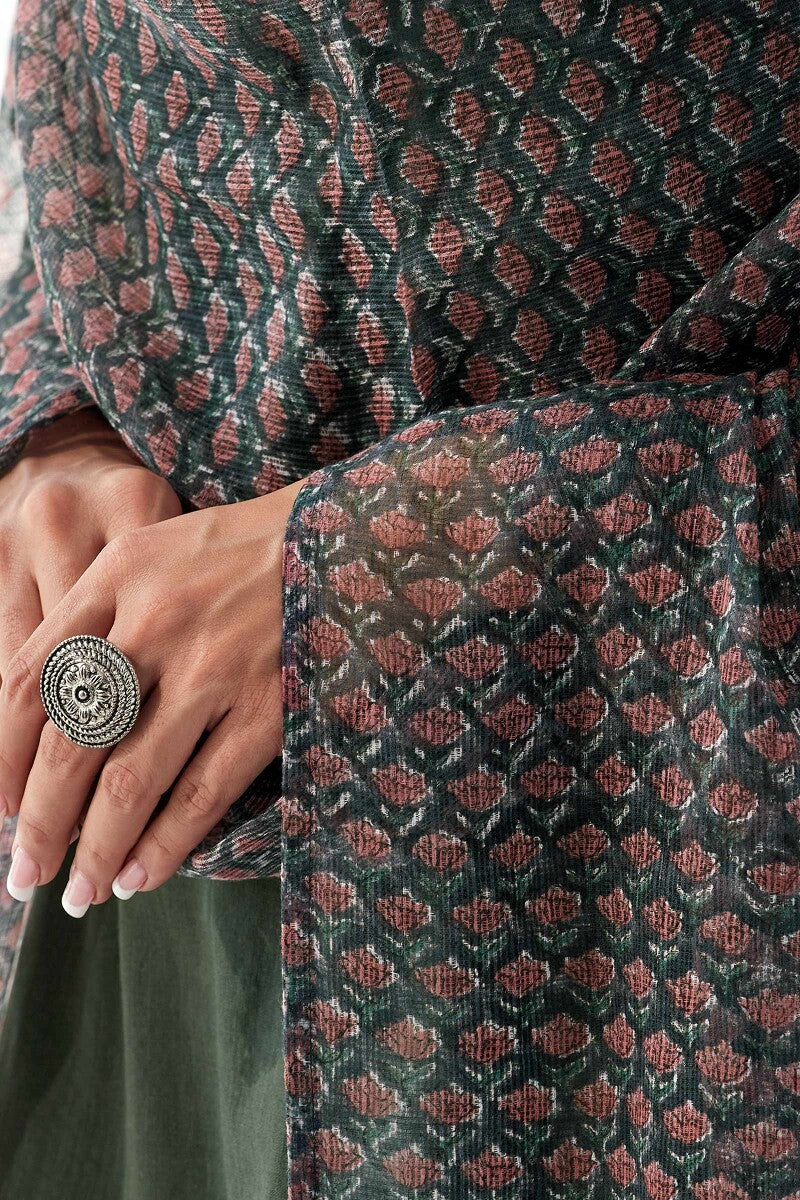 Nasrine Rehmat Green Sanganeri Kota Dupatta - Image 4