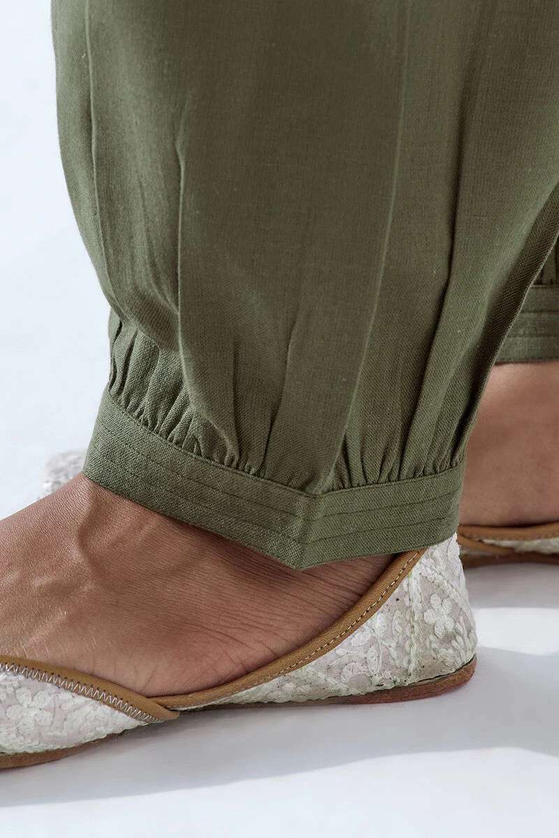 Nasrine Rehmat Olive Green Izhaar Pants - Image 4