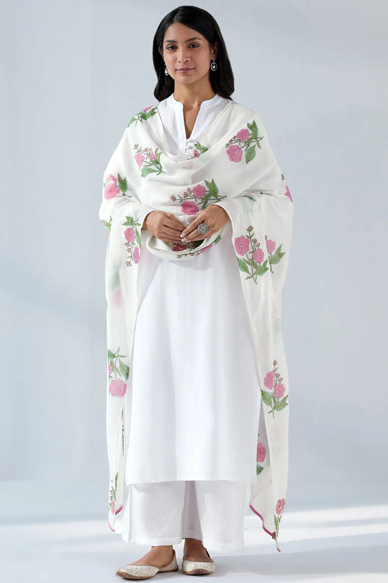 Nasrine Rehmat White Handloom Kurta - Image 4