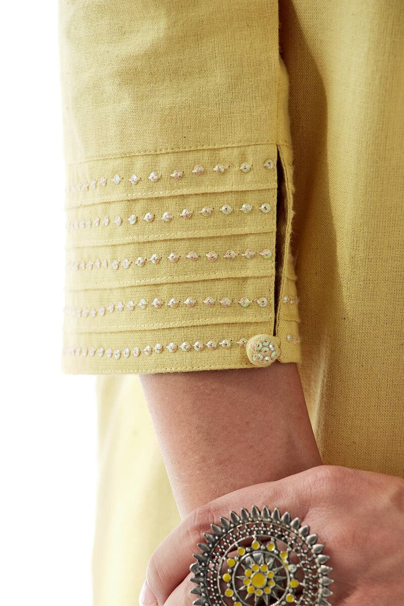 Nasrine Rehmat Yellow Handloom Kurta - Image 5