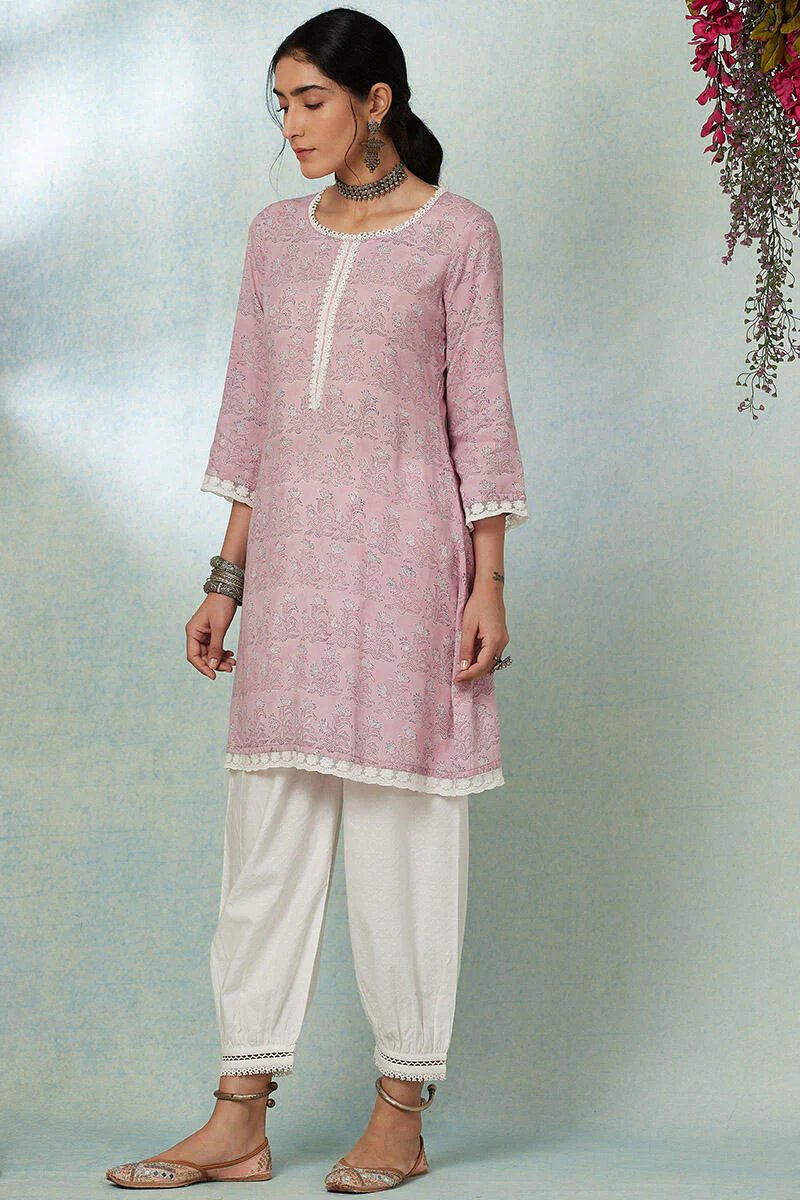 Nusrat Jahan Mahin Lace Short Kurta - Image 3