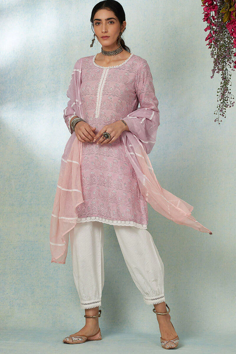 Nusrat Jahan Mahin Lace Short Kurta - Image 5