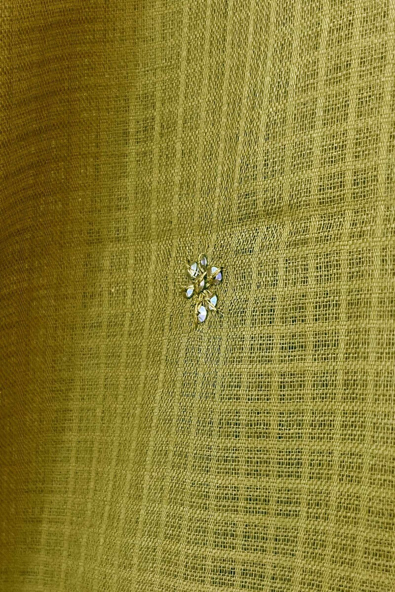 Olive Green Embroidered Kota Dupatta - Image 3