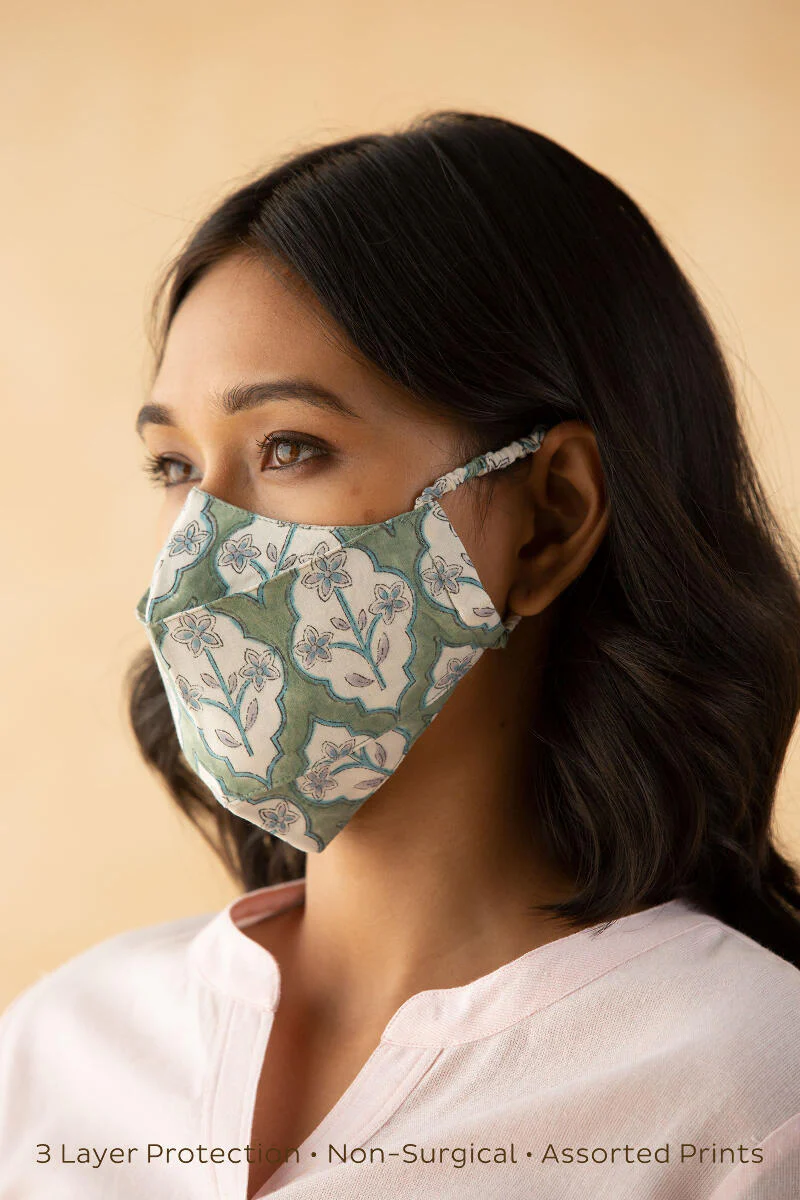 Pack of 5: Block-Printed Face Masks - Image 3