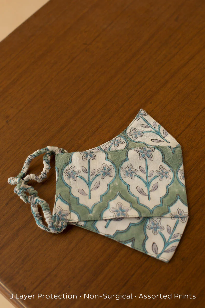 Pack of 5: Block-Printed Face Maskshello123 - Image 4