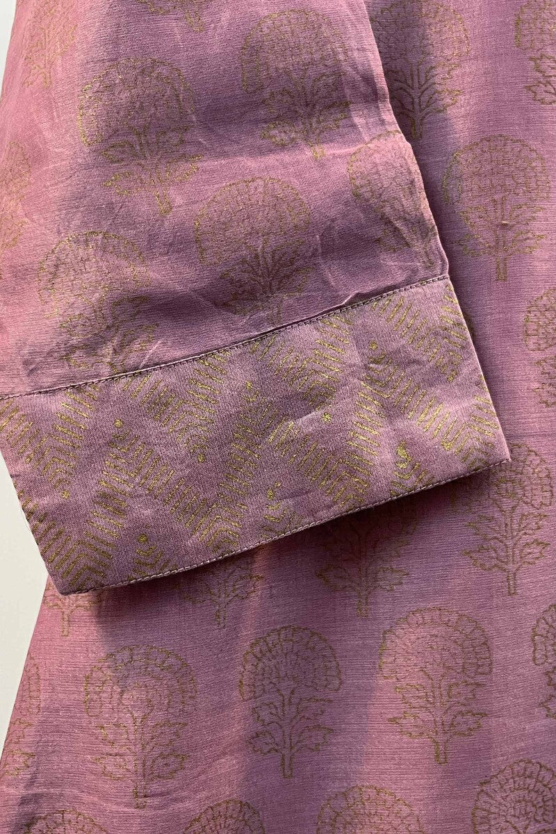 Pink Block Printed Handcrafted Straight Cotton Kurta - Image 4