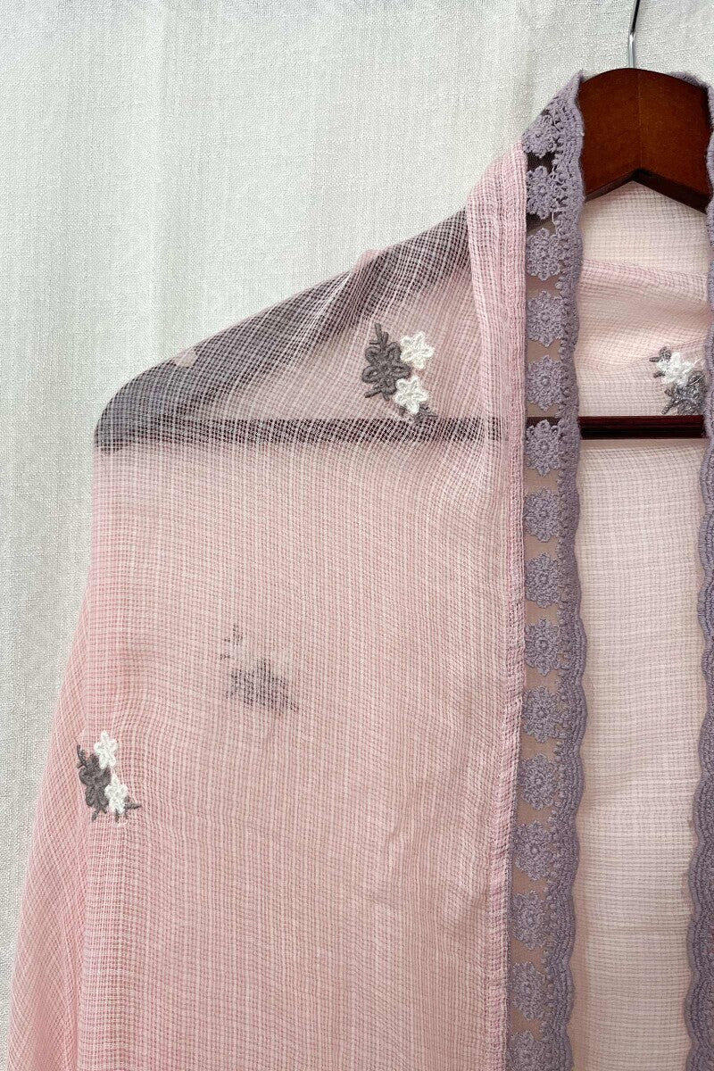 Pink Embroidered Dupatta - Image 2