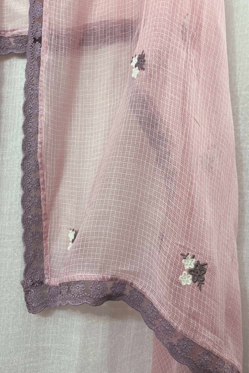 Pink Embroidered Dupatta - Image 4