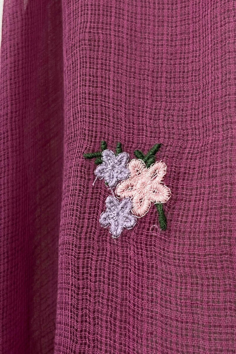 Pink Embroidered Kota Dupatta - Image 3