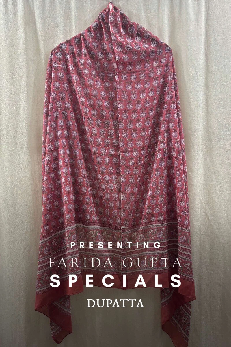 Pink Hand Block-Printed Dupatta