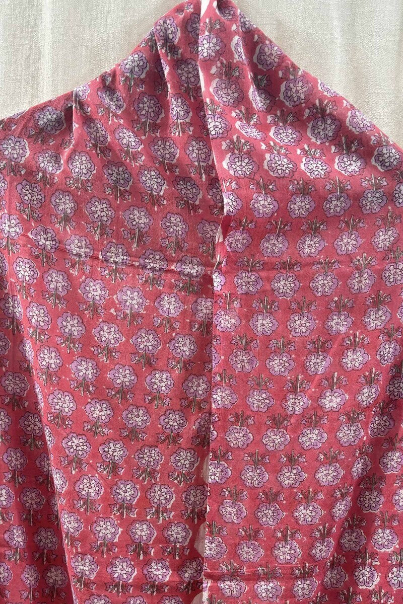 Pink Hand Block-Printed Dupatta - Image 2