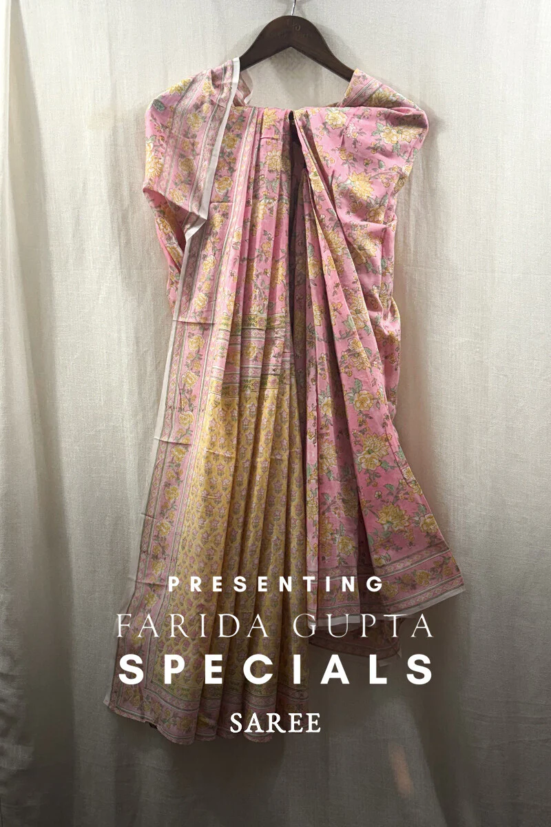 Pink Hand Block-Printed Saree