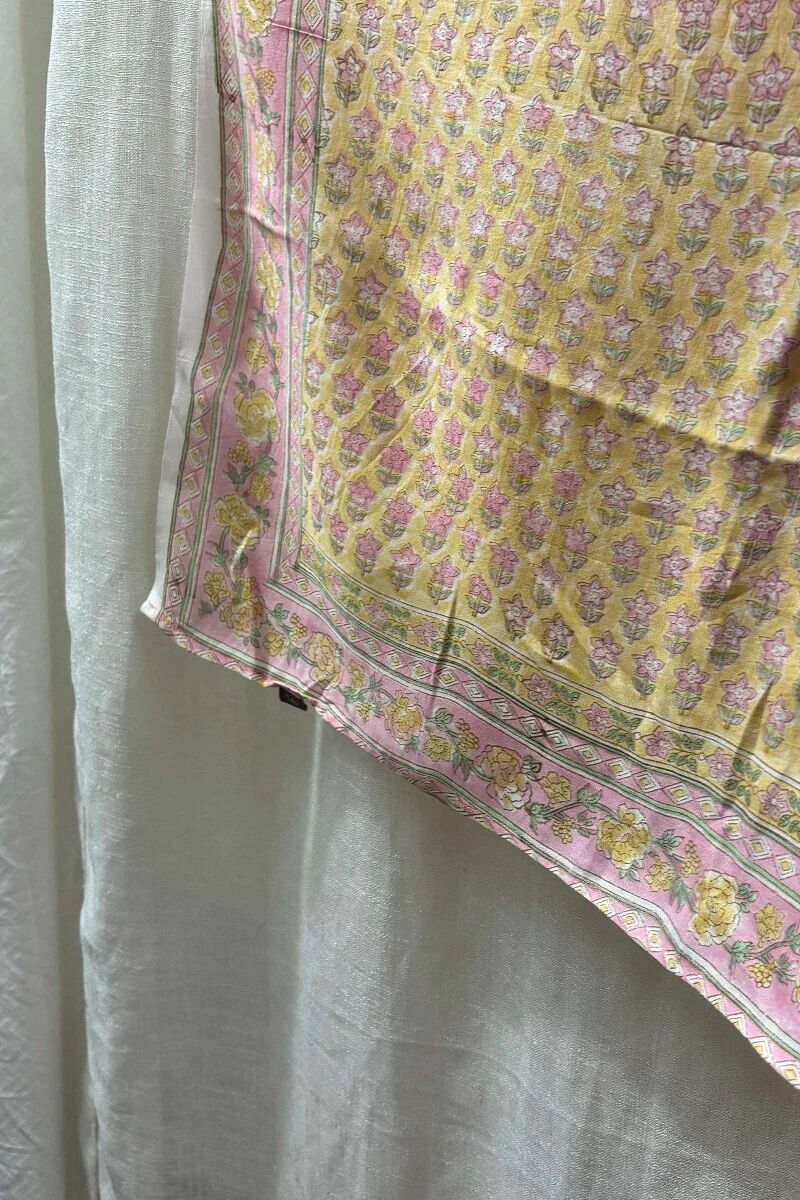 Pink Hand Block-Printed Saree - Image 4