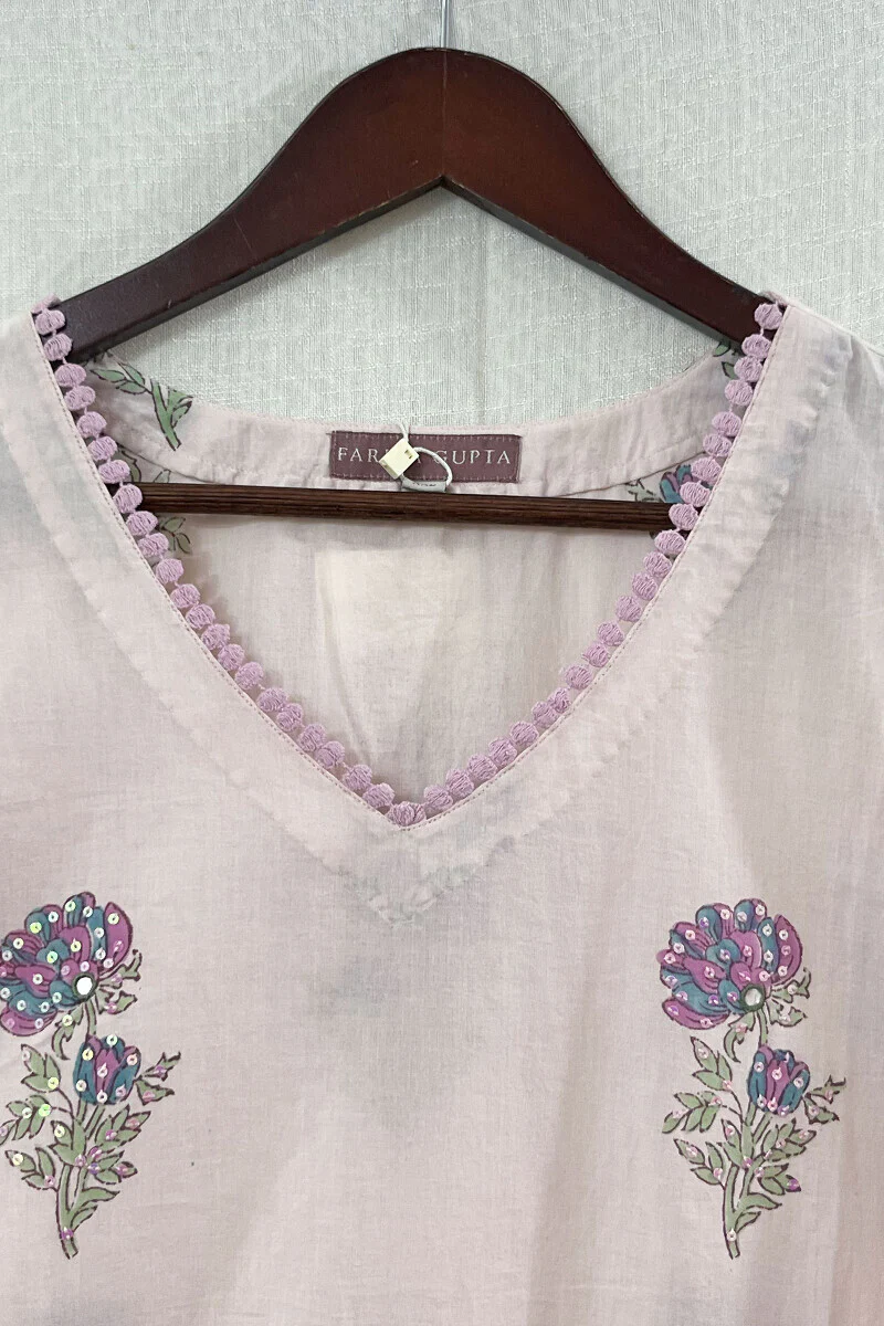 Pink Sanganeri Cotton Kurta - Image 2