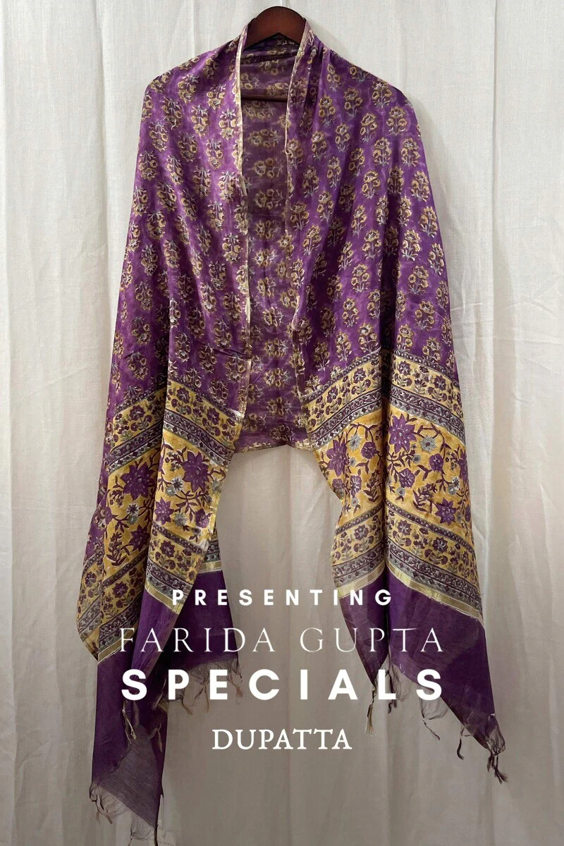 Purple Sanganeri Cotton Silk Dupatta