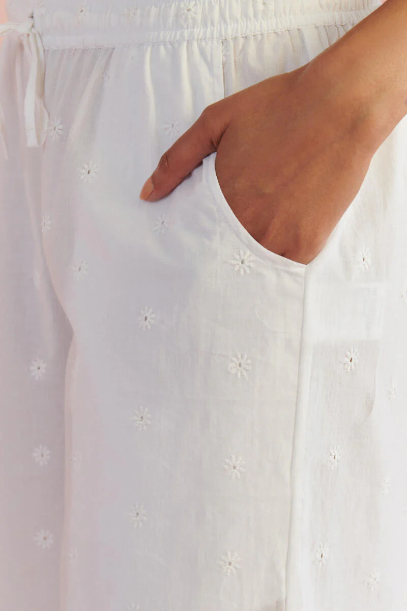 Raahat Aafiyah White Schiffli Palazzo - Image 2
