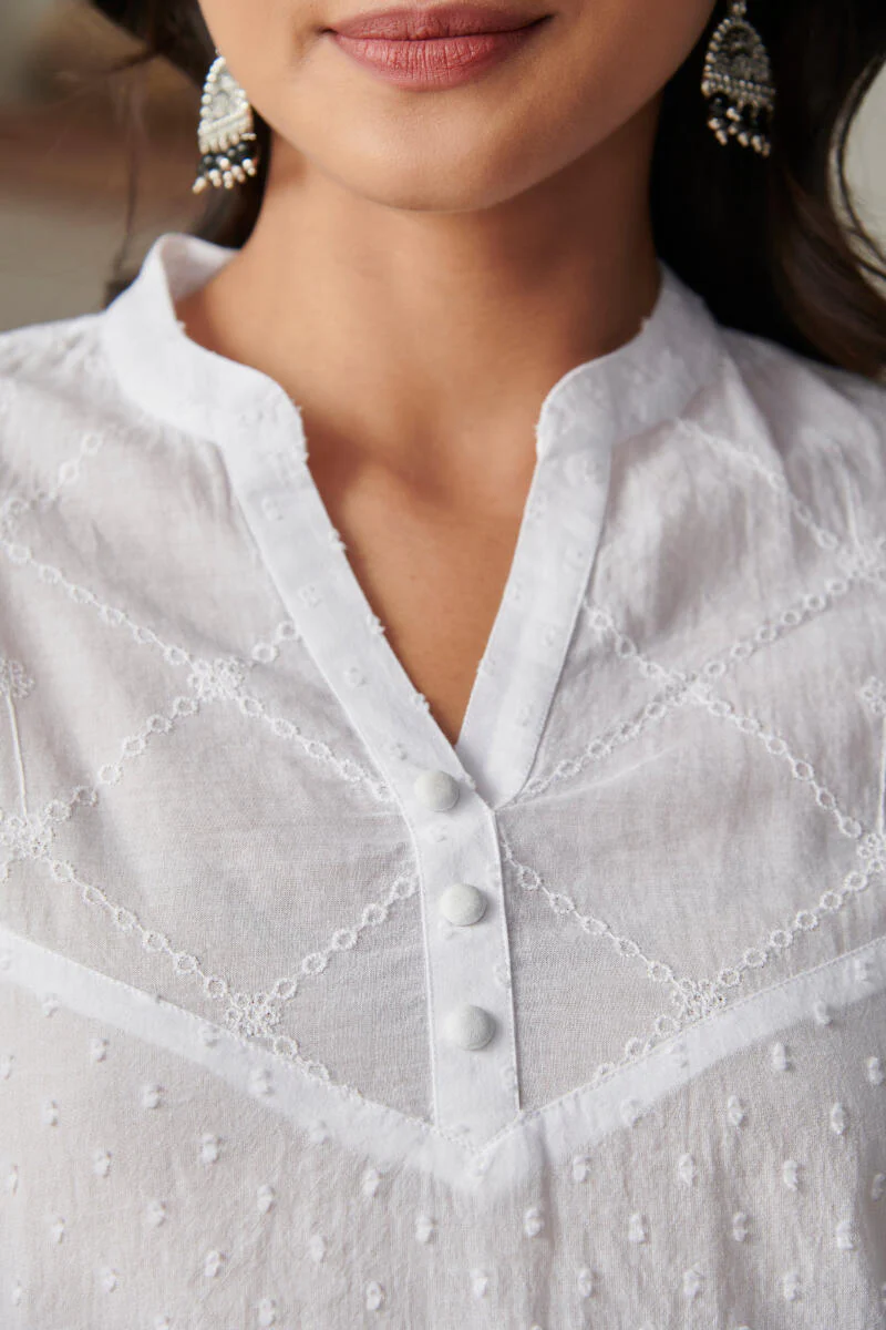 Raahat Raiza White Schiffli Top - Image 2
