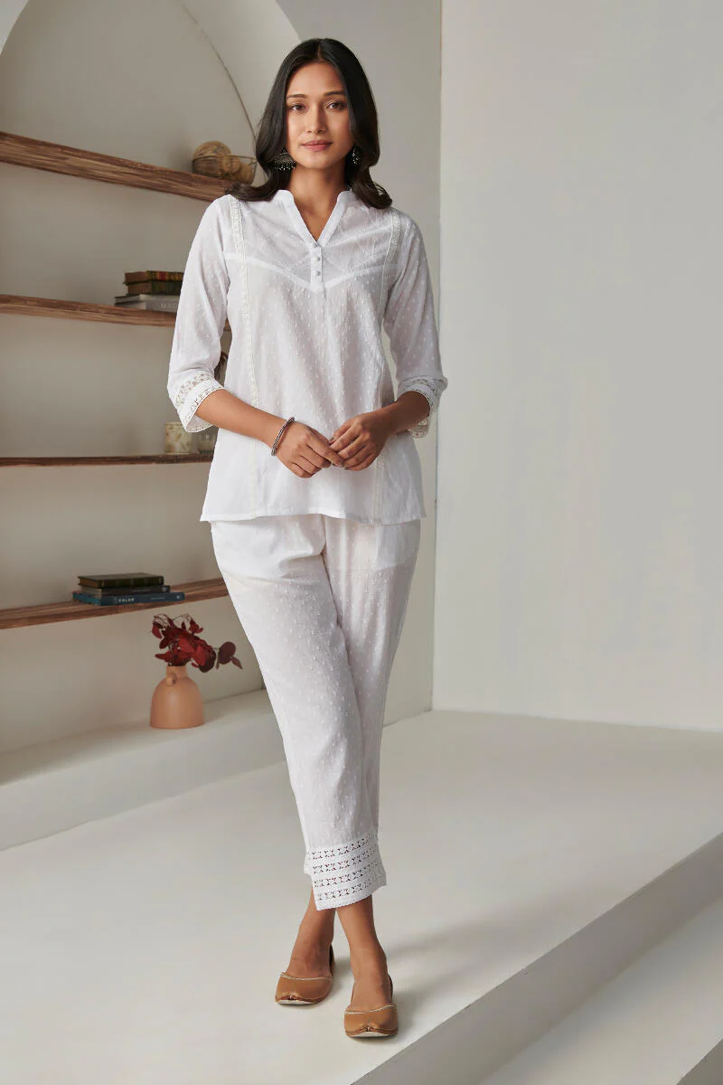 Raahat Raiza White Schiffli Top - Image 3