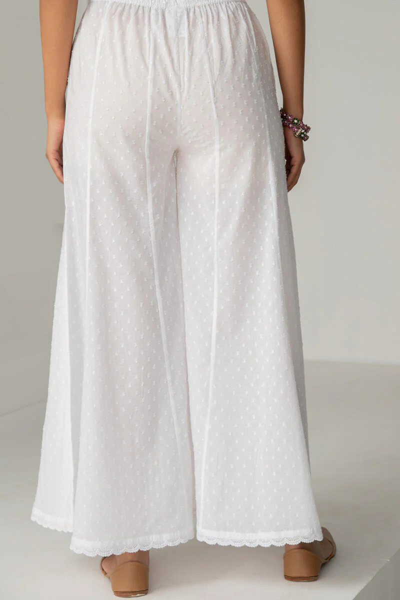 Raahat Shaheen White Dobby Sharara - Image 4