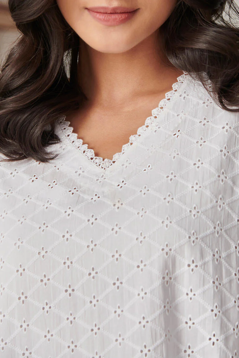 Raahat Shaheen White Schiffli Kurta - Image 2