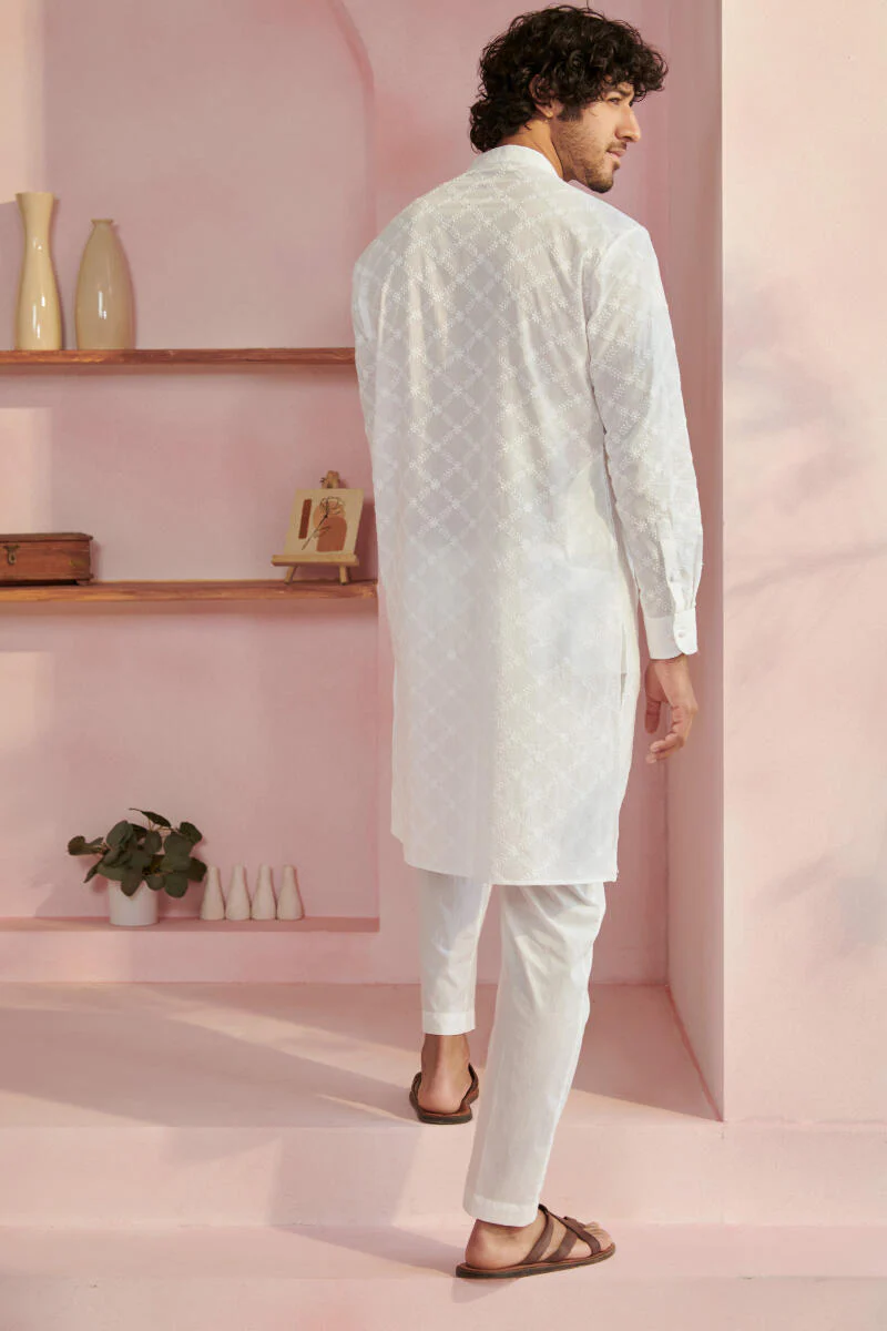 Raahat White Schiffli Kurta - Image 5