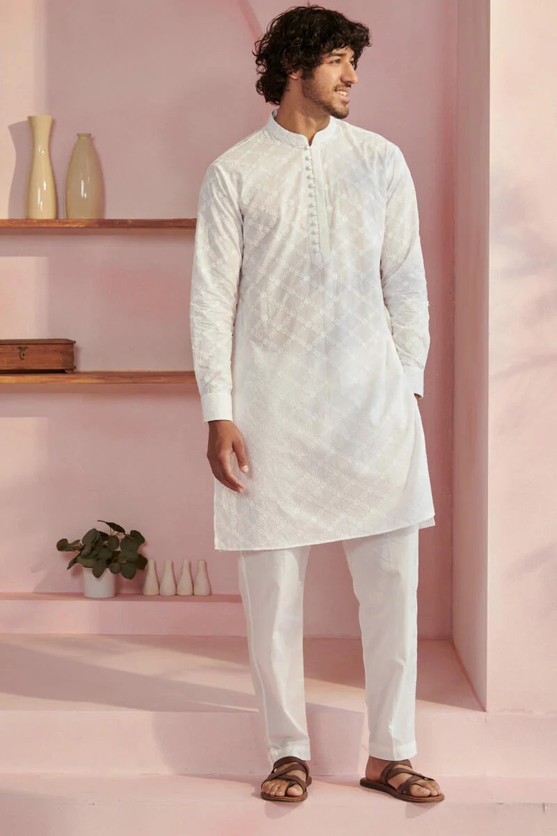 Raahat White Schiffli Kurta - Image 3
