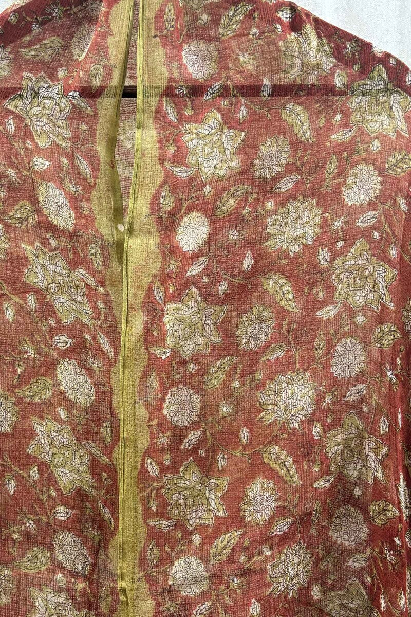 Red Hand Block-Printed Dupattas - Image 2