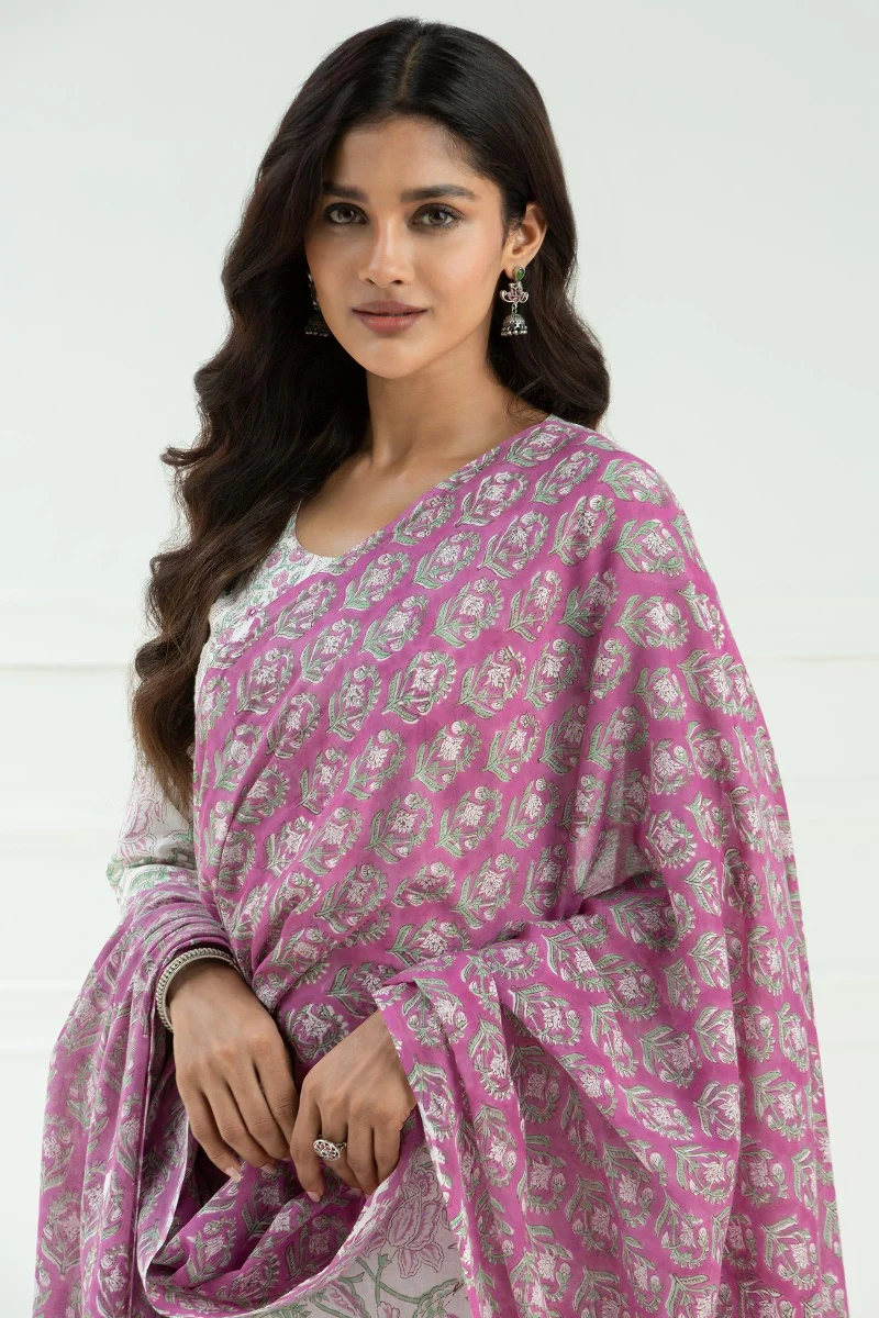 Roz Meher Mahira Block Printed Dupatta