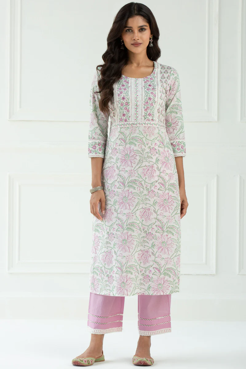 Roz Meher Mahira Block Printed Kurta - Image 3