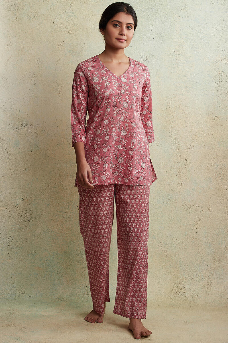 Roz Meher Nadia Block Printed Nightsuit
