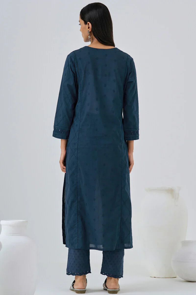 Surplus: Roza Aafiyah Navy Blue Kurta - Image 8