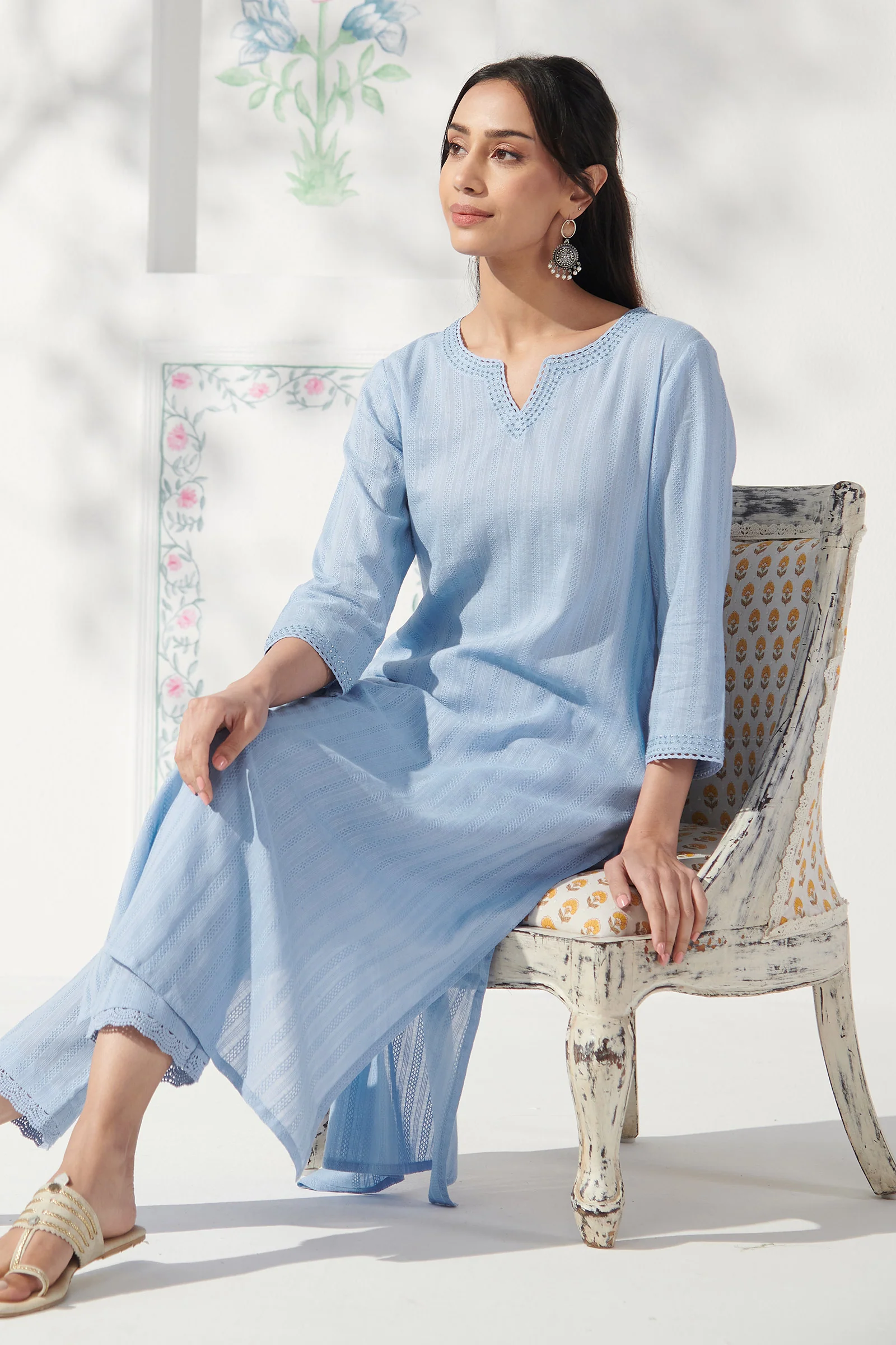 Roza Aalia Blue Narrow Pants - Image 3