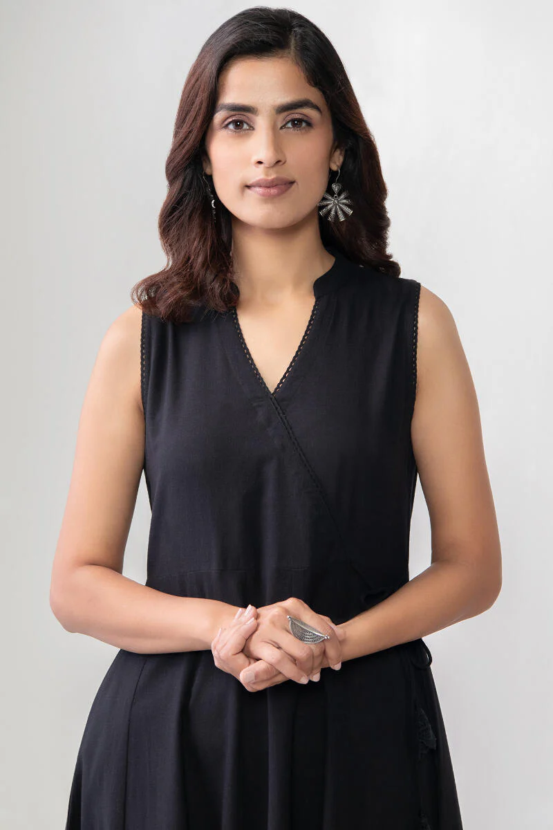 Roza Black Handloom Dress