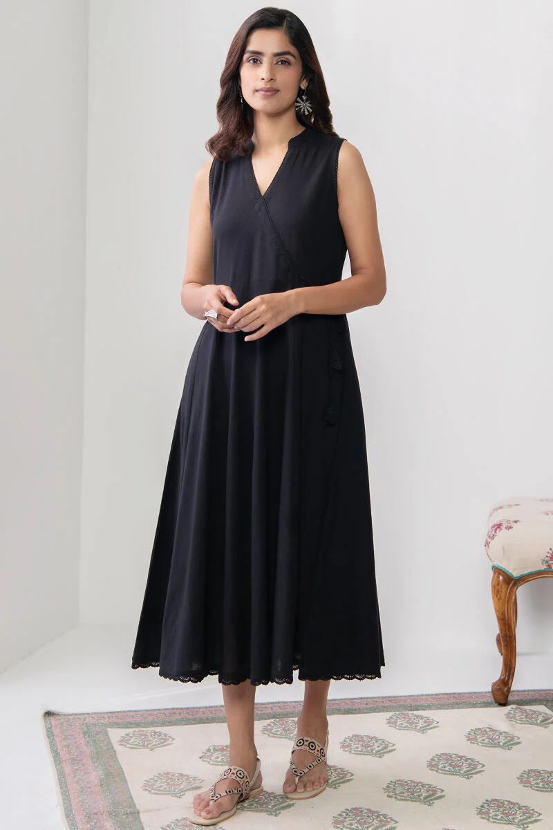 Roza Black Handloom Dress - Image 2