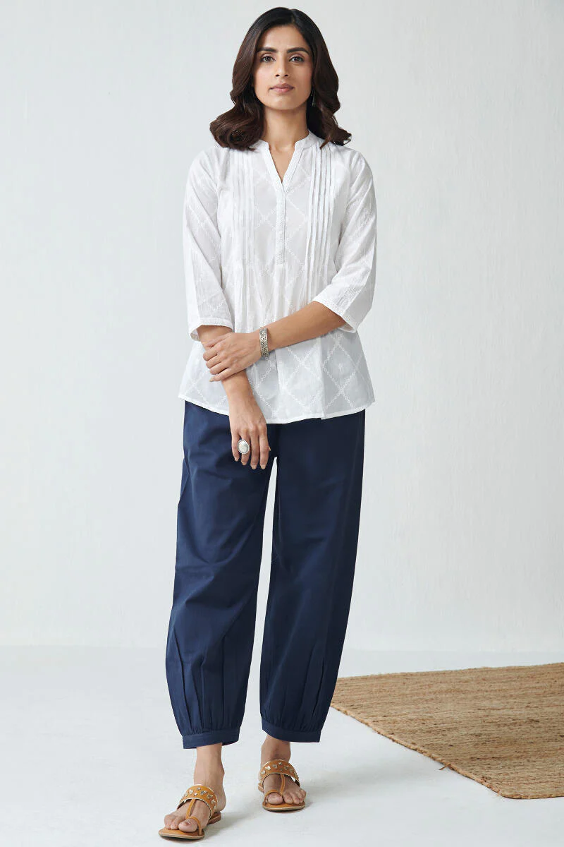 Roza Blue Flex Cotton Izhaar Pants - Image 3