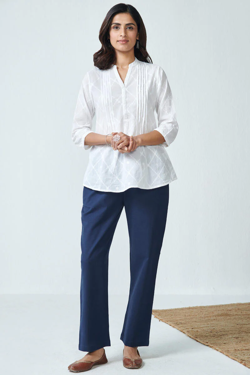 Roza Blue Flex Cotton Pants - Image 3