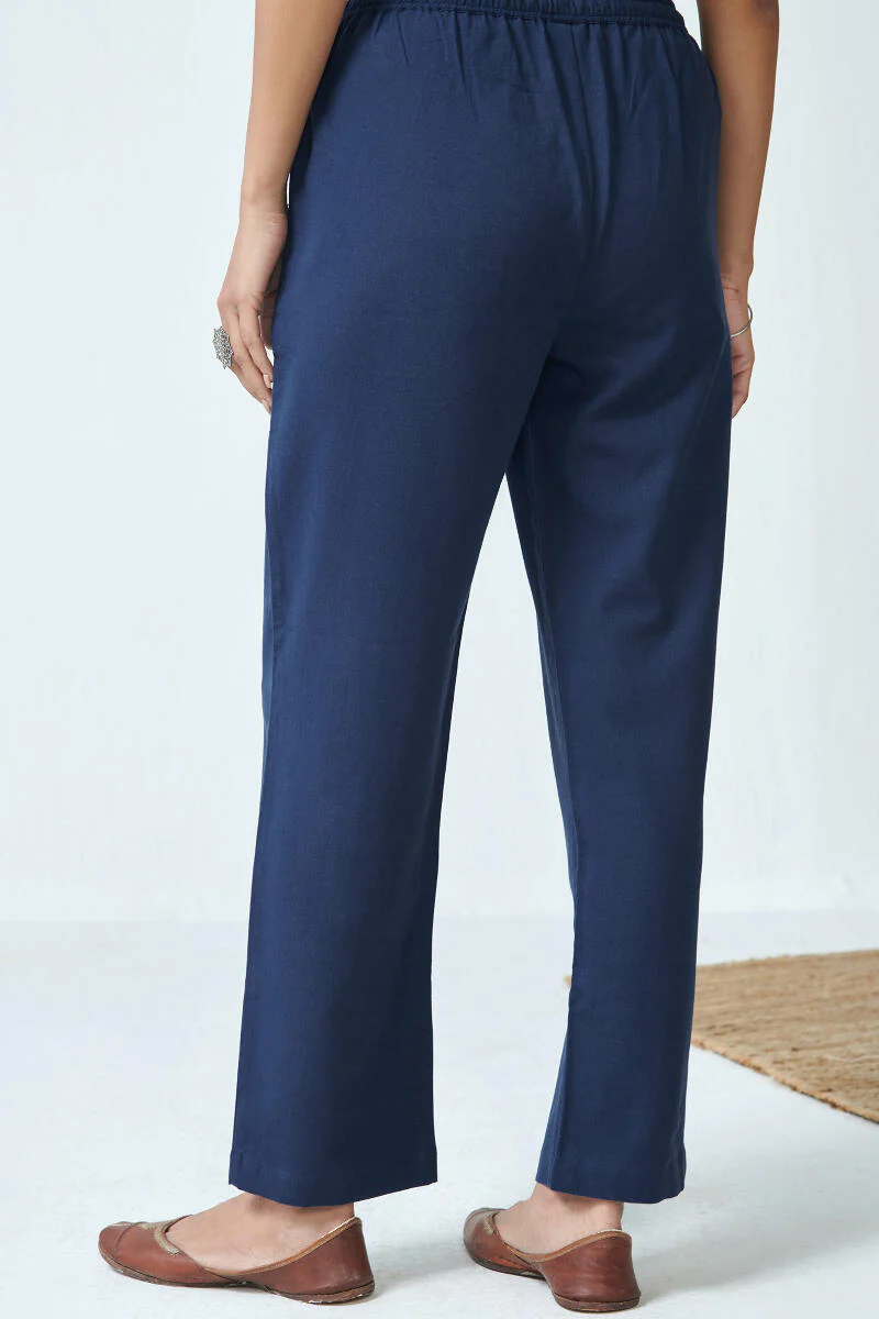 Roza Blue Flex Cotton Pants - Image 5